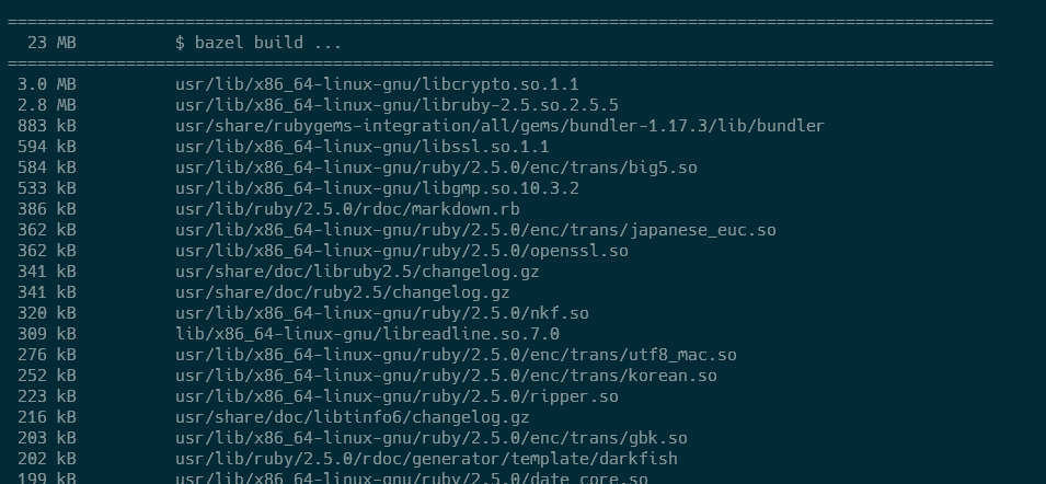 docker layer of the distroless ruby image